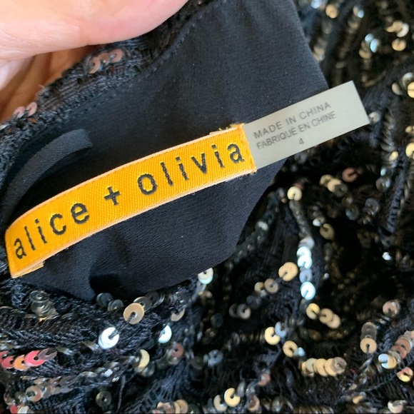 NWT Alice + Olivia Sparkling Sequins Embroidered Tank Dress Black 8/M - Picture 5 of 11